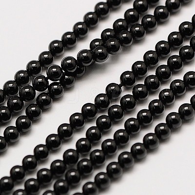 Natural Black Spinel Round Bead Strands G-A130-2mm-32-1