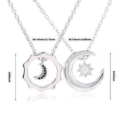 Sun Moon Star Friendship Couple Necklace for 2 Best Friend Necklace for 2 Sun and Moon Matching Couple Necklace Jewelry Gifts for Women Men JN1113A-1