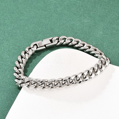 304 Stainless Steel Cuban Link Chain Bracelets BJEW-G766-01P-02-1
