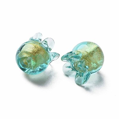 Handmade Gold Foil Lampwork Beads FOIL-T004-04A-1