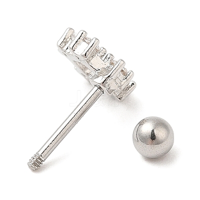 Brass Micro Pave Clear Cubic Zirconia Stud Earrings LS-EJEW-L265-05P-1