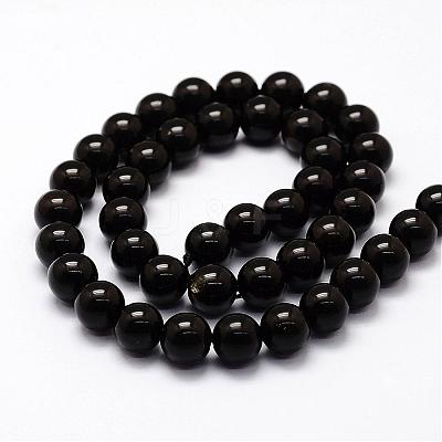 Natural Golden Sheen Obsidian Beads Strands G-F364-08-10mm-1