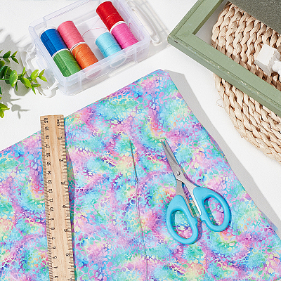 Leopard Print Rainbow Pattern Polycotton Fabric DIY-WH0028-18A-1