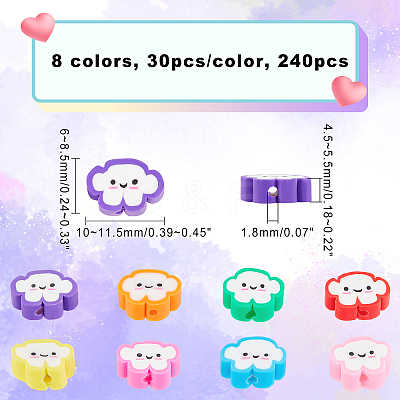 240Pcs 8 Colors Handmade Polymer Clay Beads CLAY-CA0001-24-1