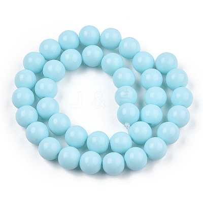 Opaque Solid Color Glass Beads Strands GLAA-T032-P8mm-10-1