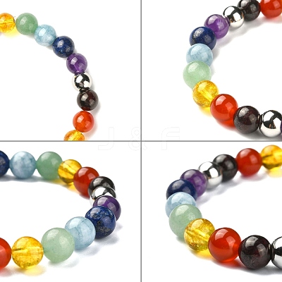 Chakra Gemstone Beaded Stretch Bracelets BJEW-JB02301-1
