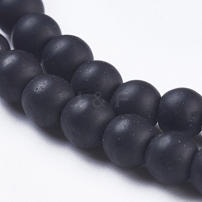 Synthetic Black Stone Bead Strands G-R345-4mm-38-1-1