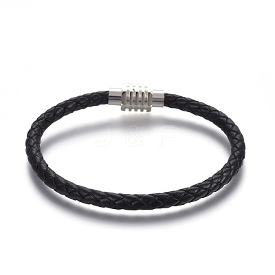 Leather Braided Cord Bracelets BJEW-E352-24P-1