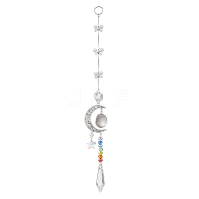 Glass Butterfly & Cone Hanging Suncatchers HJEW-JM04634-1