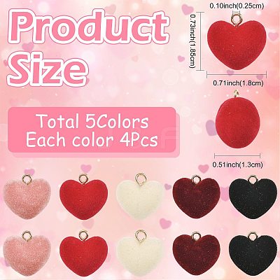 20Pcs 5 Colors Flocky Acrylic Pendants FIND-FS0004-95-1