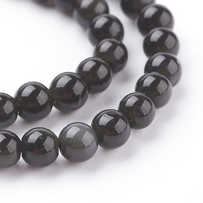 Natural Obsidian Beads Strands X-G-G099-4mm-24-1