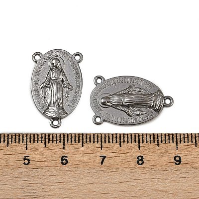 Holy Oval Carved Virgin Mary Tibetan Style Alloy Chandelier Component Links LS-TIBEP-LF0961YKG-B-LF-1