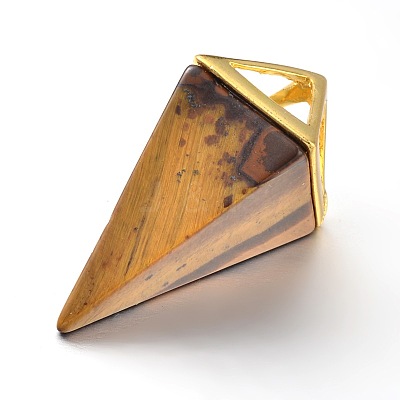 Natural Tiger Eye Point Pendulum Pendants X-G-E301-07G-1