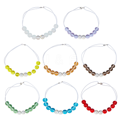 8Pcs Elastic Cords and Glass Golf Beads Count Stroke Score Counter HJEW-DR00089-1