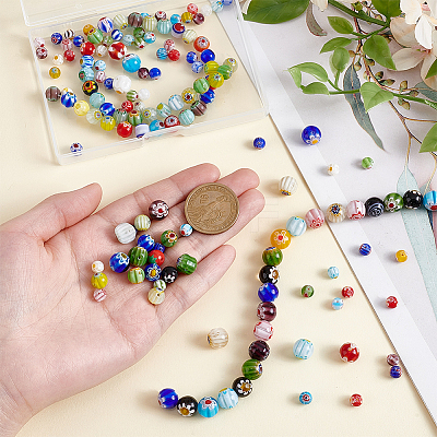 3 Styles Handmade Millefiori Glass Round Beads Strands LAMP-HY0001-16-1