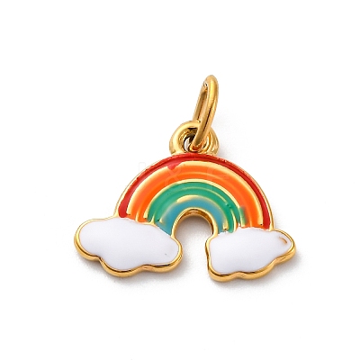 304 Stainless Steel Enamel Pendants STAS-I331-05G-02-1