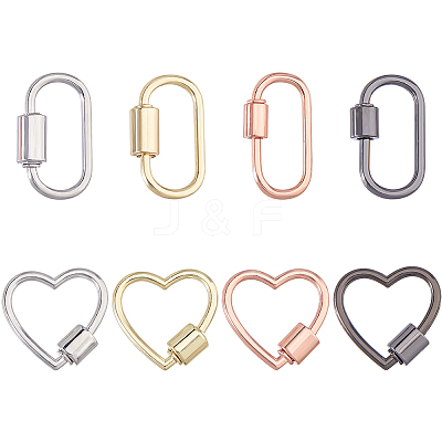 8Pcs 2 Styles 4 Colors Alloy Screw Carabiner Lock Charms FIND-DC0008-31B-1