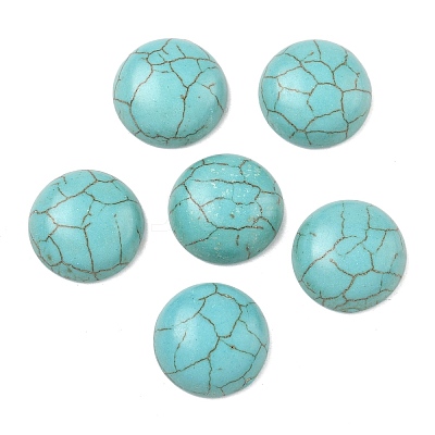 Craft Findings Dyed Synthetic Turquoise Flat Back Dome Cabochons X-TURQ-S266-14mm-01-1