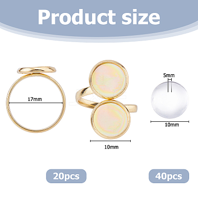 20Pcs 304 Stainless Steel Open Cuff Ring Findings DIY-HS0002-21B-1