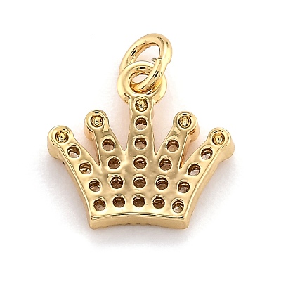 Brass Micro Pave Clear Cubic Zirconia Pendants ZIRC-O043-03G-1