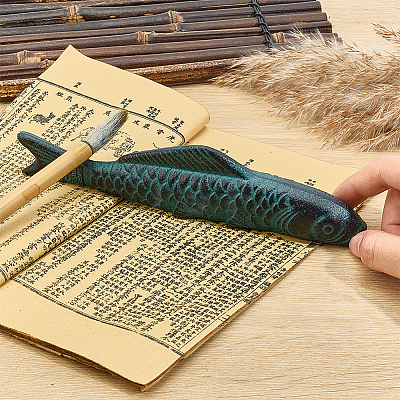 Fish Iron Chinese Calligraphy Paper Weight Cast AJEW-WH0455-138-1