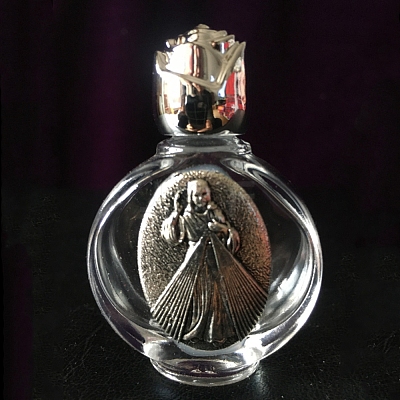 Glass Holy Water Bottle with Zinc Alloy Cap PW-WG79722-06-1
