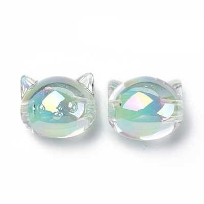 UV Plating Rainbow Iridescent Acrylic Beads OACR-H015-05D-1
