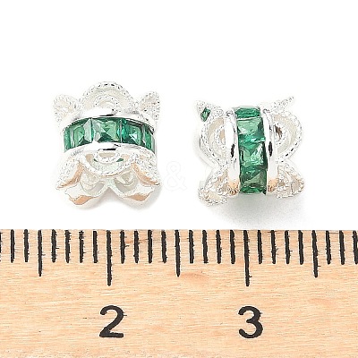 Brass Micro Pave Cubic Zirconia European Beads KK-A254-06S-01-1
