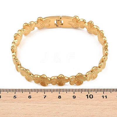 304 Stainless Steel Flower Hinged Cuff Bangles for Women SA-CBA45D5-27G-1