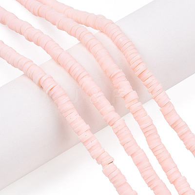 Flat Round Handmade Polymer Clay Bead Spacers CLAY-R067-4.0mm-27-1