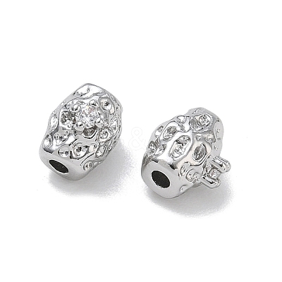 Brass Micro Pave Clear Cubic Zirconia Beads CU-CBA91C0-01P-1