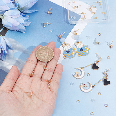 16Pcs 2 Style Brass Stud Earring Findings KK-CN0001-89-1