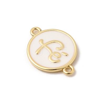 Brass Enamel White Flat Round Links KK-H267-110G-03-1