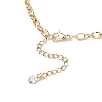 Alloy Enamel Whale Tail Starfish & Natural Shell Teardrop Pendant 304 Stainless Steel Cable Chain Necklaces for Women NJEW-JN05407-01-1