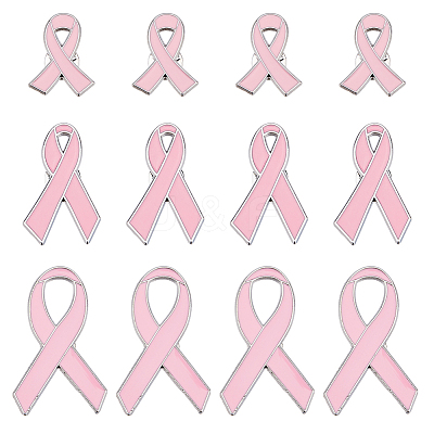 12Pcs 3 Styles Awareness Ribbon Theme Enamel Pins JEWB-FH0002-18-1