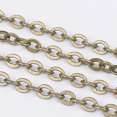 Brass Flat Oval Cable Chains CHC025Y-01-AB-1