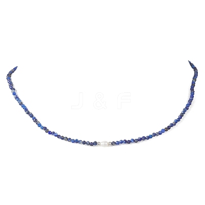 2MM Faceted Round Natural Lapis Lazuli Beaded Necklaces NJEW-JN05918-01-1