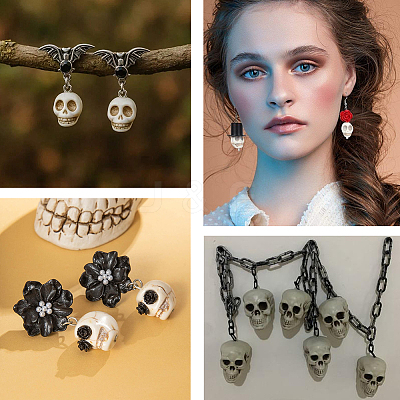 100Pcs Dyed Synthetic Turquoise Halloween Skull Charms PALLOY-BM00006-1
