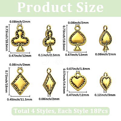 72Pcs 4 Styles Tibetan Style Alloy Pendants FIND-SC0019-40AG-1