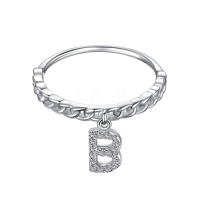 Rhodium Plated 925 Sterling Silver Micro Pave Clear Cubic Zirconia Finger Ring for Women RJEW-F150-16B-02P-1