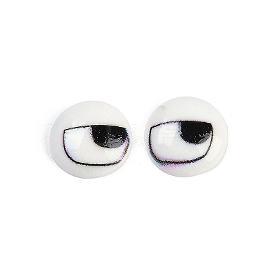 White and Black Flat Round Cartoon Resin Cabochons CRES-Q009-01C-1