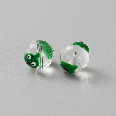 Round Handmade Lampwork Beads LAMP-WH0003-015B-1
