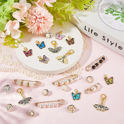 Alloy Enamel Pendants & Alloy Safety Pin Brooch AJEW-SP0002-04-1