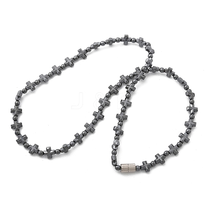 Non-Magnetic Hematite Beads Necklaces for Women Men NJEW-R020-01-1