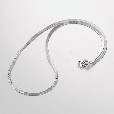 Tarnish Resistant 201 Stainless Steel Herringbone Chain Necklaces NJEW-M146-01-1
