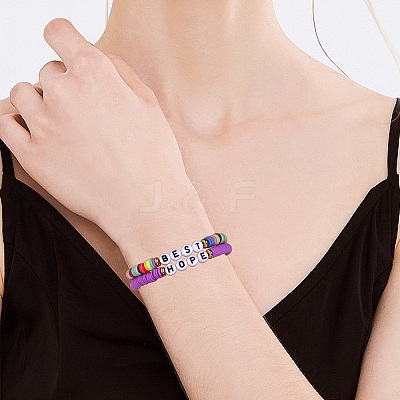 12Pcs 12 Style Polymer Clay Disc Heishi Surfer Stretch Bracelets Set BJEW-SW00117-1