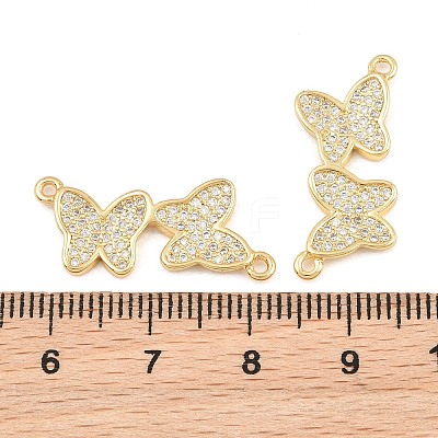 Brass Micro Pave Clear Cubic Zirconia Connector Charms CU-CBA908F-04G-06-1