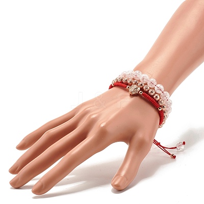 Natural Crackle Quartz & Lava Rock Braided Bead Bracelets Set BJEW-JB07212-02-1