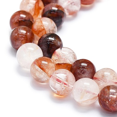 Natural Red Hematoid Quartz/Ferruginous Quartz Beads Strands G-K245-A02-04-1
