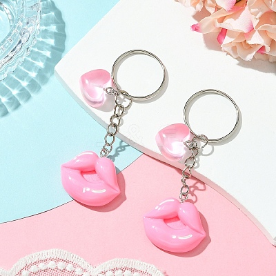 2Pcs Resin Pendants Keychain KEYC-YW00191-01-1